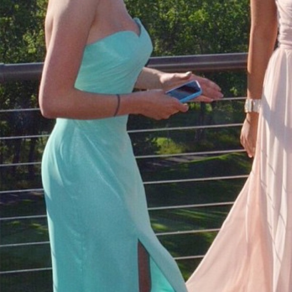 Faviana open back prom dress with slit
